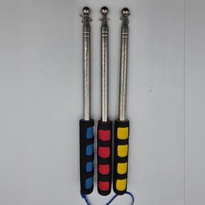 5 Ft Blue Red Yellow Telescopic Handheld Flagpoles Extendable Flag Pole Set Of 3